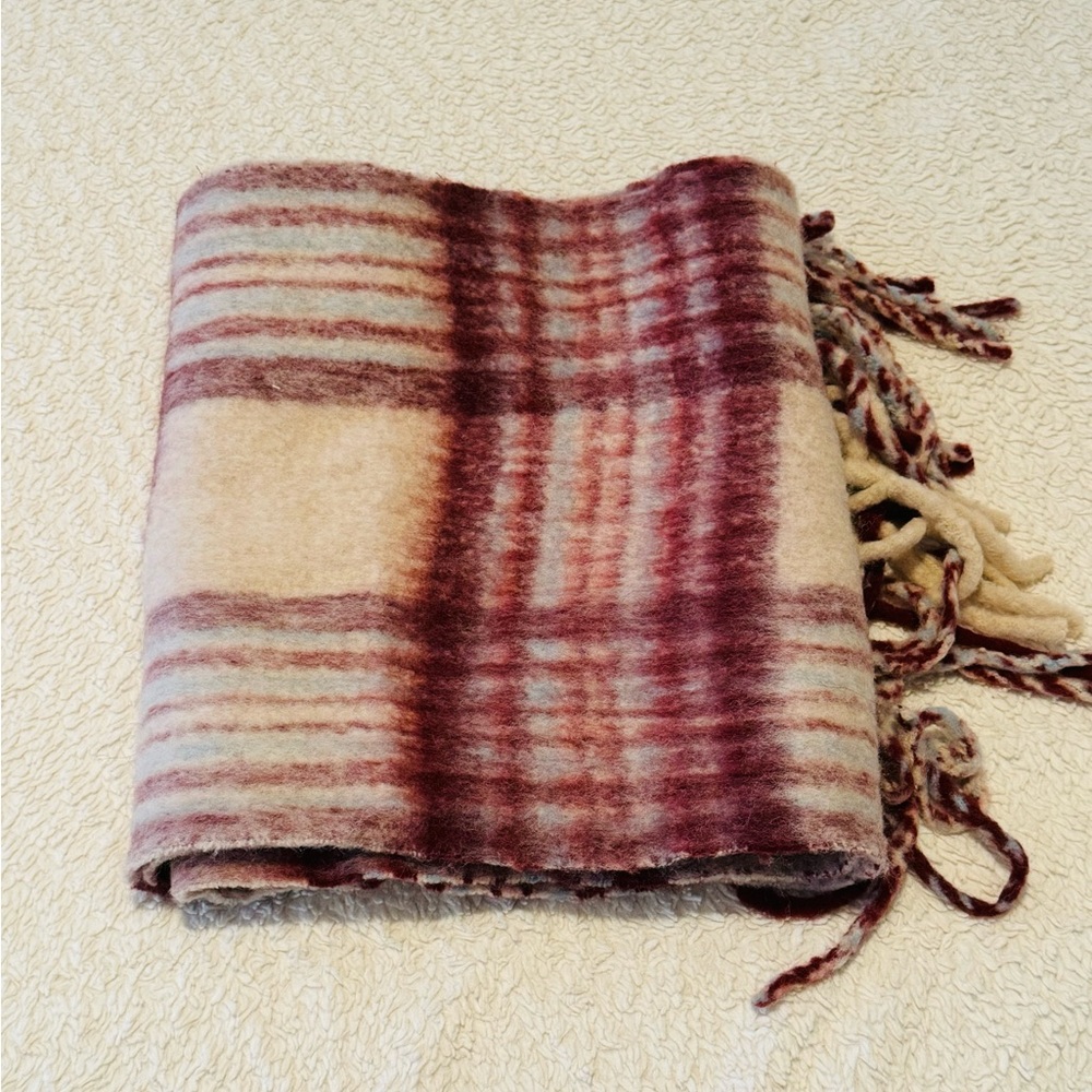 Madewell Plaid Alpaca Scarf with Fringe